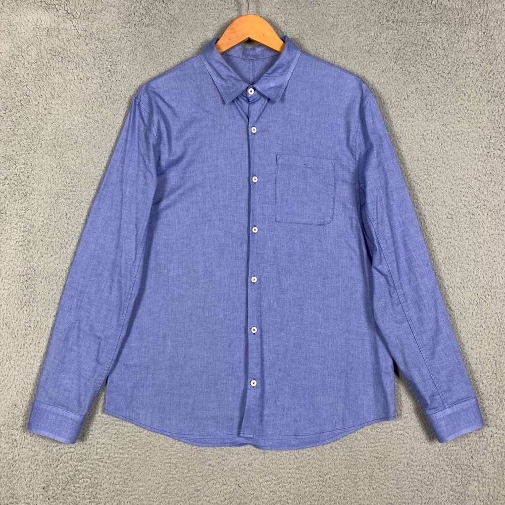Lululemon All Town Shirt Men's XL‎ Blue Long Sleeve Stretch Qwick Oxford